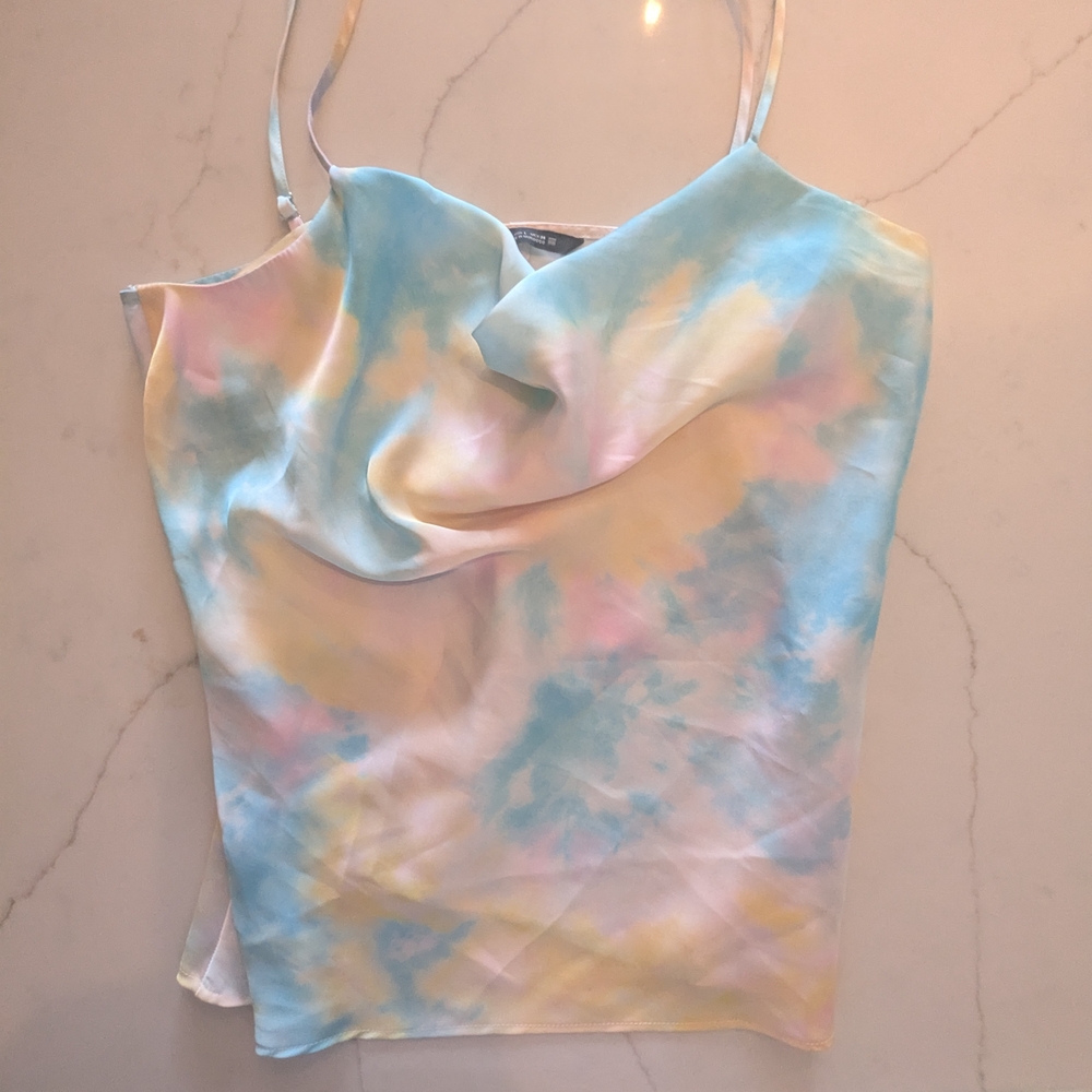 Zara Blue and Orange Asymmetrical Sleeveless Camisole